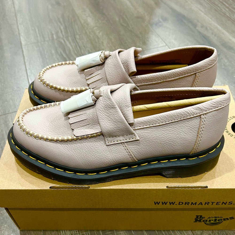 DR. MARTENS  Adrian Virginia Leather Tassel Loafers -taupe - Picture 3 of 5
